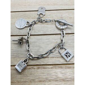 Tiffany & Co Sterling Silver 925 Flat Link Toggle Multi Charm Bracelet